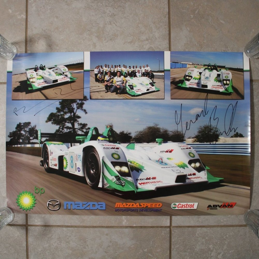 B-K Motorsport Mazdaspeed MZR-R BP Lola B08/86 LMP2 Team Poster Signed ALMS IMSA